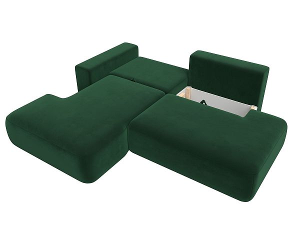 Диван угловой Лига-036 Модерн левый угол Велюр зеленый - Вид 4