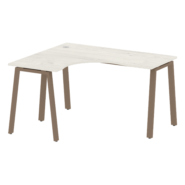 Metal System Стол криволинейный левый на А-образном м/к БА.СА-3 (L) Дуб наварра/Мокко металл 1400*1200*750 - Вид 1