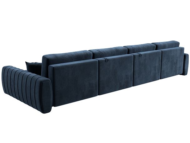 Диван П-образный Лига-057 НПБ Лонг Велюр синий - Вид 5