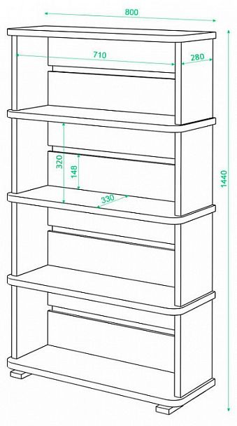 Стеллаж Домино СБ-25/4 Белый/Нельсон - Вид 3