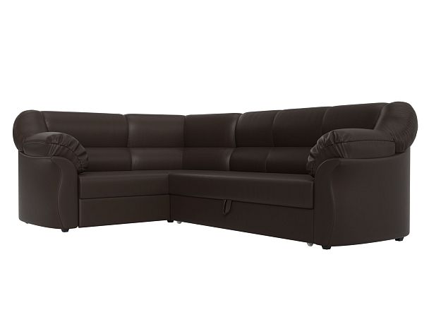 Диван угловой Карнелла левый (полностью экокожа коричневая) - Вид 3