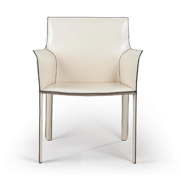 Стул с подлокотниками Barrie, кожа бежевый - Вид 2