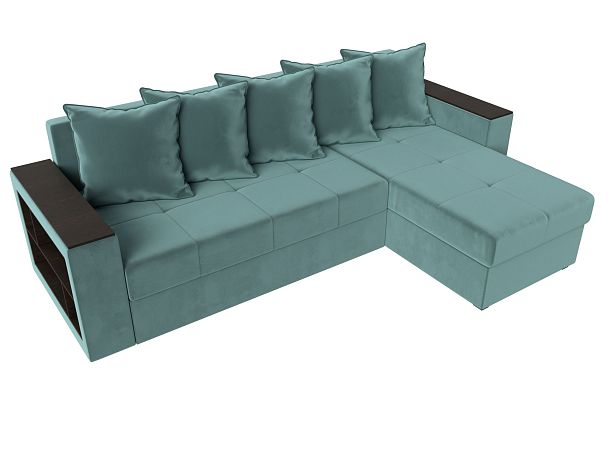 Диван угловой Дубай Лайт угол правый (полностью велюр бирюзовый) - Вид 5