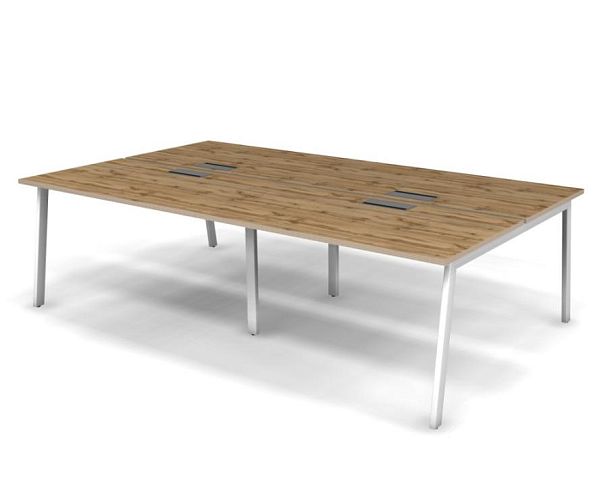 MATRIX 121S403-A Стол прямой двойной бенч, пров-ик Merida (А-опоры) 2760х1590х775 Дуб Крафт/Белый - Вид 1