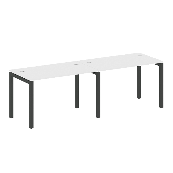 Metal System Quattro Р. ст. на 2 раб. места на П-образном м/к 50БП.СМ-2.2 Белый/Антрацит металл 2400*720*750 - Вид 1