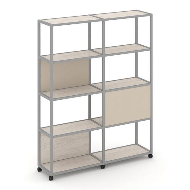 Shelf Mobile Стеллаж 5 уровней 2 секции VR.LT-STK-512.12 Денвер Светлый/Металл Серый/W-04 2370*400*2000 - Вид 1