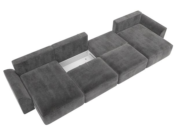 Диван п-образный Лига-048 НПБ лонг Велюр серый - Вид 8
