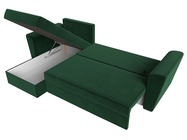 Угловой диван Амстердам Лайт левый (полностью велюр зеленый) - Вид 7