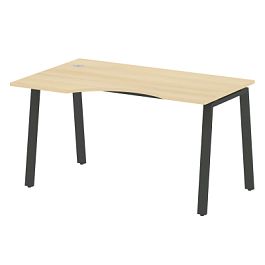 Metal System Стол криволинейный левый на А-образном м/к БА.СА-2 (L) Акация/Антрацит металл 1400*900*750 - Фото предпросмотра