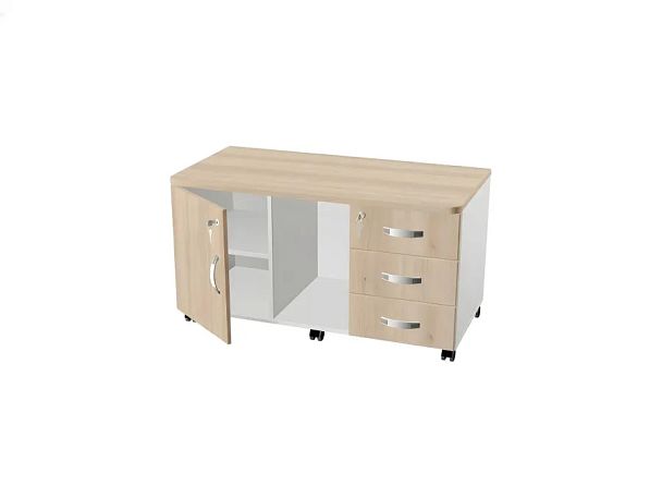 БЕРЛИН / BERLIN Сервисная тумба для копировальной техники 1100х560х740 Акация/Белый - Вид 1