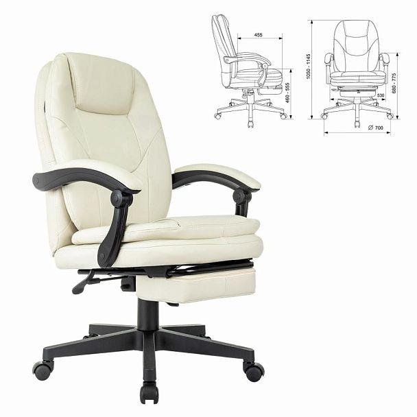 Кресло офисное CH-868N-BF, синхромеханизм, подставка для ног, экокожа, бежевое, 2018357 - Вид 3