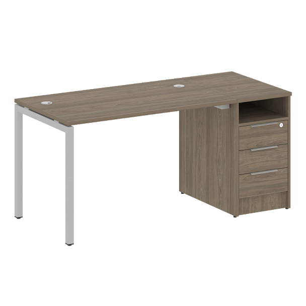 Metal System Quattro Р. ст. с тумбой на П-образном м/к 40БП.РС-СТП-1.2 Вяз/Серый металл 1612*720*750 - Вид 1