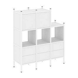 Loft Прямой стеллаж наборный VR.L-15 Белый бриллиант/Белый металл 1278*446*1458 - Фото предпросмотра