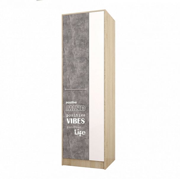 Спальня Колибри Лофт шкаф дуб сонома/ателье светлое+акрил белый - Вид 1