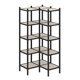 Loft Угловой внутренний стеллаж наборный VR.L-32 Денвер светлый/Чёрный металл 862*862*1869 - Фото предпросмотра