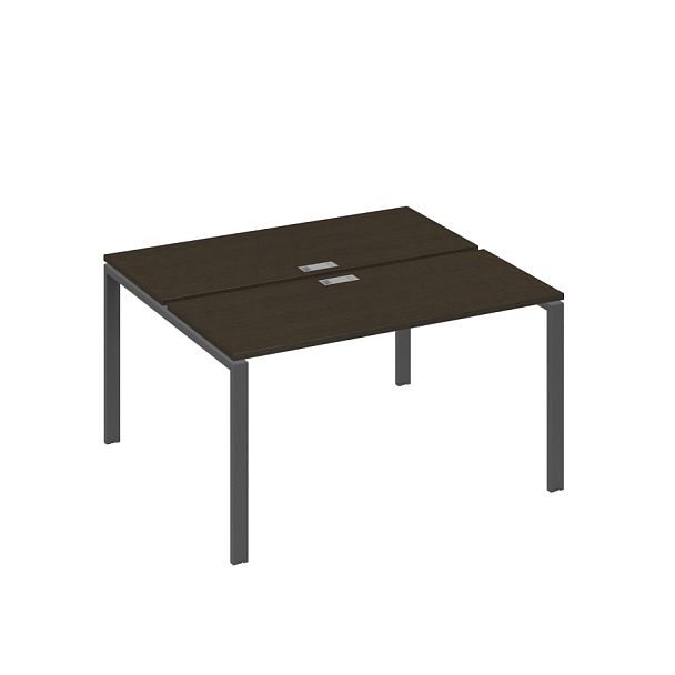 Рабочая станция на каркасе UNO столы 2х140 A4 А4 Б1 171 БП венге / металлокаркас антрацит - Вид 1