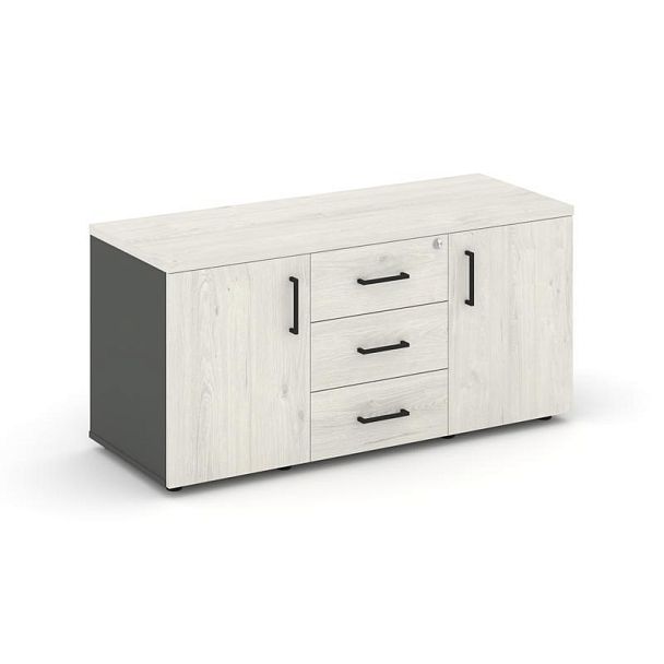 Стайл Проджект Тумба для оргтехники/сервисная SN.TS-002 Антрацит/Дуб Наварра/Черный Ручки 1206*460*5 - Вид 1