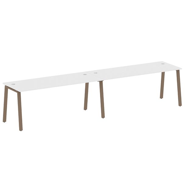 Metal System Р. ст. на 2 раб. места на А-образном м/к БА.СМ-2.5 Белый/Мокко металл 3600*720*750 - Вид 1