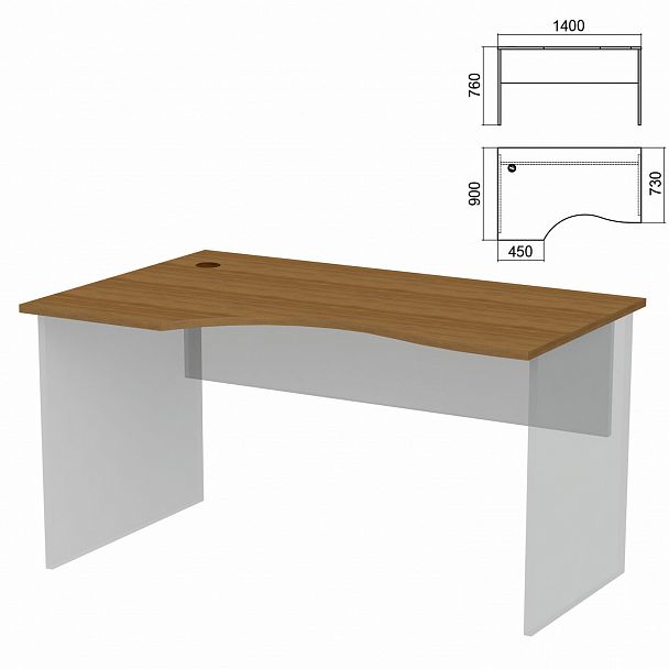 Стол эргономичный ЧАСТЬ 1 "Арго", 1400х900х760 мм, левый, орех - Вид 2