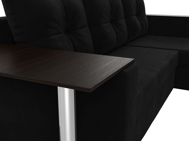 Угловой диван Атланта Лайт правый (полностью микровельвет черный) - Вид 4