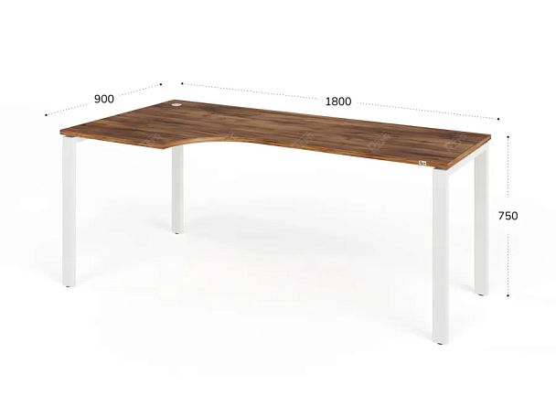 TANDEM RTD078-MK-180L-SH Стол угловой на металлокаркасе левый 1800х900х750 Таксония шоколадная/Белый - Вид 2