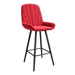 Стул ЮККИ Основание №5 Барный конус Черное Велюр тип 2 Красный - Фото предпросмотра