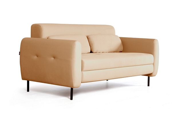 Siena диван-кровать прямой с подлокотниками, бархат бежевый 5 - Вид 1