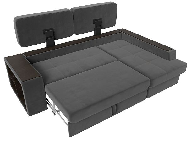 Угловой диван Брюссель правый (полностью велюр серый) - Вид 8