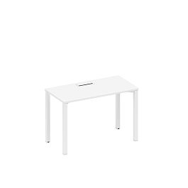 Стол письменный на металлокаркасе, столешница с заглушкой Space+ А1 БГ 003 БП белый премиум / белый гладкий - Фото предпросмотра