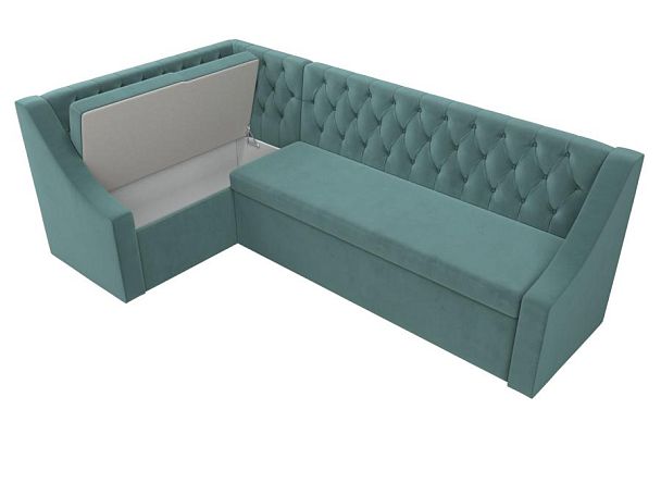 Кухонный угловой диван Мерлин левый (полностью Велюр бирюзовый) - Вид 7