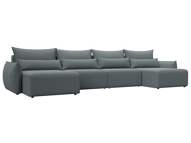 Диван П-образный Лига-051 НПБ Лонг Рогожка серый - Вид 1