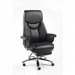 Кресло Парламент / (black) сталь + хром / черная экокожа - Фото предпросмотра