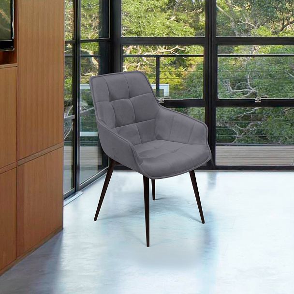 Стул Capri поворотный 90 градусов, функция возврата, антишум бархат серый 27/ опора конус - Вид 2