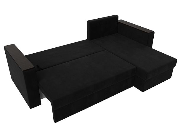 Угловой диван Атланта Лайт Б/С правый (полностью микровельвет черный) - Вид 8