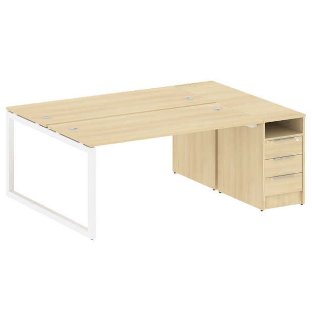 Metal System Quattro Р. ст. с тумбой на О-образном м/к 50БО.РС-СТП-2.4 Акация/Белый металл 2012*1475*750 - Вид 1