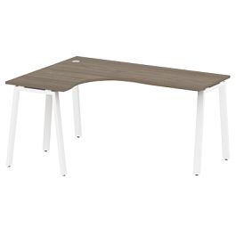 Metal System Стол криволинейный левый на А-образном м/к БА.СА-4 (L) Вяз/Белый металл 1600*1200*750 - Фото предпросмотра