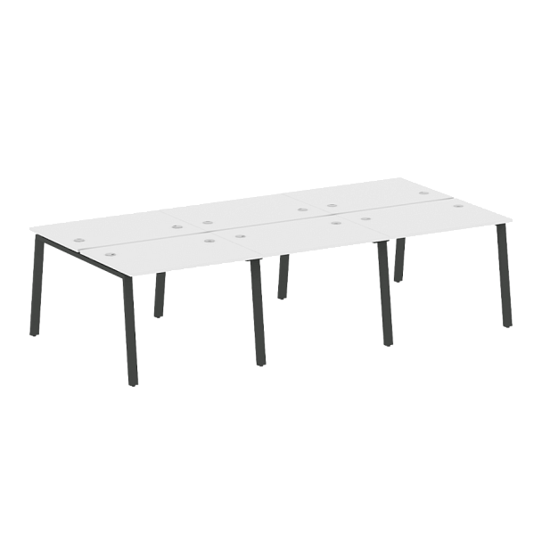 Metal System Р. ст. на 6 раб. места на А-образном м/к БА.СМ-6.1 Белый/Антрацит металл 3000*1475*750 - Вид 1