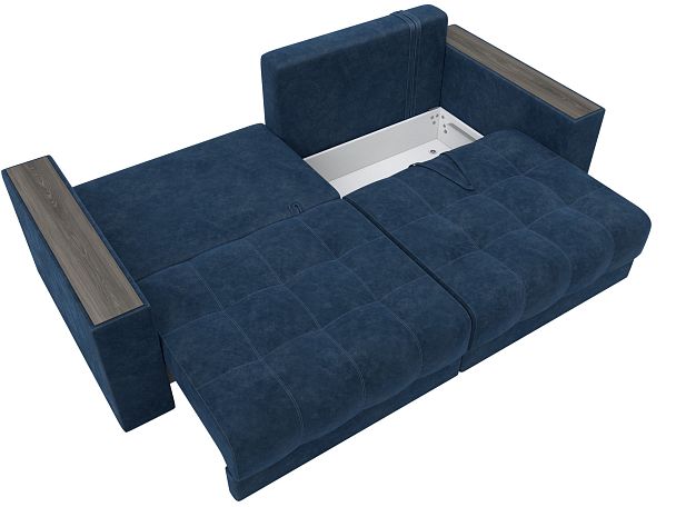 Диван прямой с декором Лига-049 НПБ Велюр синий - Вид 9