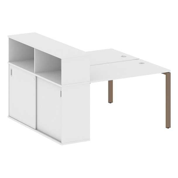 Metal System Р. ст. с шкафом-купе на П-образном м/к БП.РС-СШК-2.2 Т Белый/Мокко металл 1610*1475*1098 - Вид 1