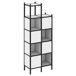 Loft Прямой стеллаж наборный VR.L-20 Белый бриллиант/Чёрный металл 862*446*2280 - Фото предпросмотра