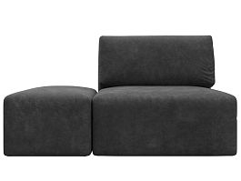 Модули диван и пуф Лига-060 НПБ Велюр серый - Фото предпросмотра