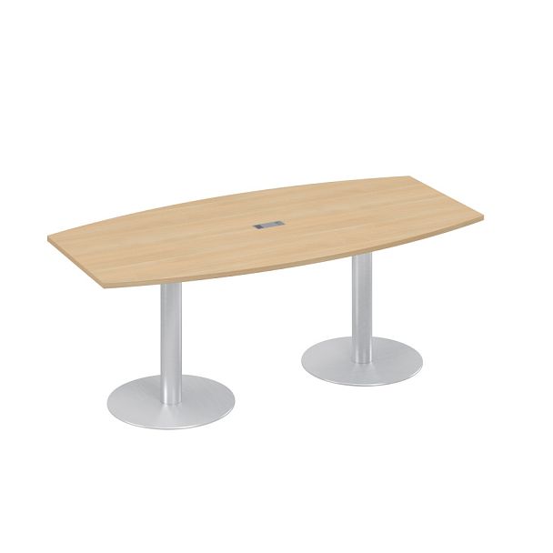 Стол 200x100 на колоннах фигурный для переговоров A4 А4 ХР 113 натуральный дуб - Вид 1