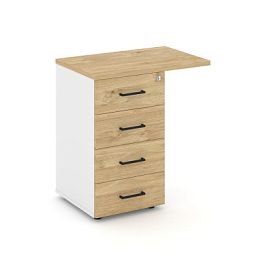 Стайл Проджект Тумба приставная SN.TPP-002 Белый/Тиквуд Светлый/Черный Ручки 416/700*460*750 - Фото предпросмотра