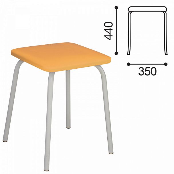 Табурет РС01-03, серебристый каркас, песочный кожзам, РС.01/03-523-05 - Вид 1
