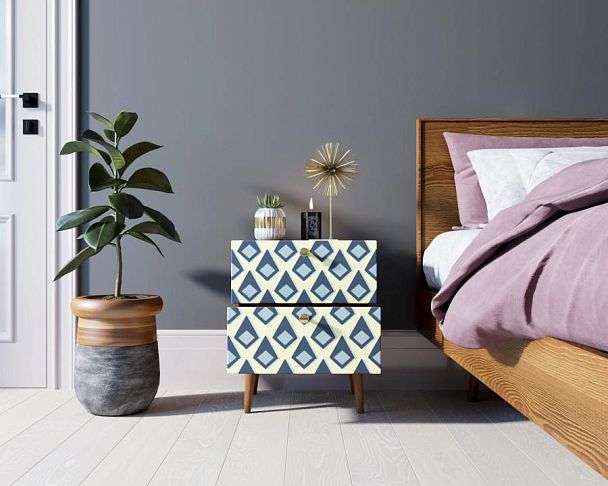 Тумбочка Berber с двумя ящиками 13 принт арт BB03/Print_13, разноцветная - Вид 2