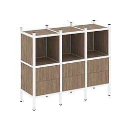 Loft Прямой стеллаж наборный VR.L-07 Дуб аризона/Белый металл 1278*446*1047 - Фото предпросмотра