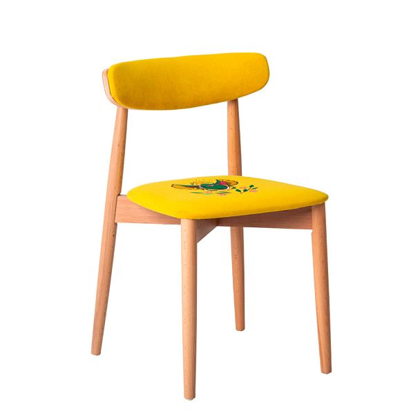 Cтул Роквелл вышивка скарабей, велюр TEDDY 628, ножки бук - Вид 1