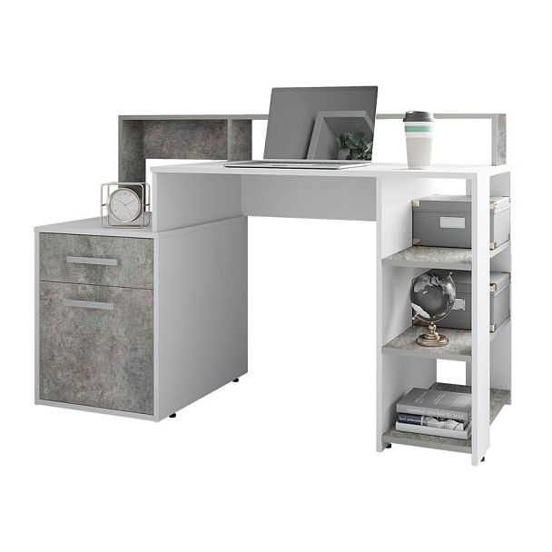 Стол компьютерный "Лайф" бетон/белый - Вид 1