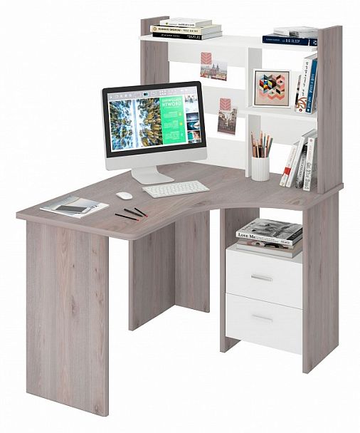 Стол компьютерный Домино Лайт СКЛ-Угл120+НКЛ-100 Белый/Нельсон правый - Вид 2