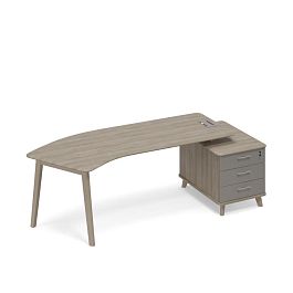 Стол эргономичный на тумбе малой (тип 5) WOOD правый Time wood ТМ В2 132 ВЛ ВЛ ВЛ вяз либерти (корпус, столешница, топ) / мокко премиум (фасад) - Фото предпросмотра